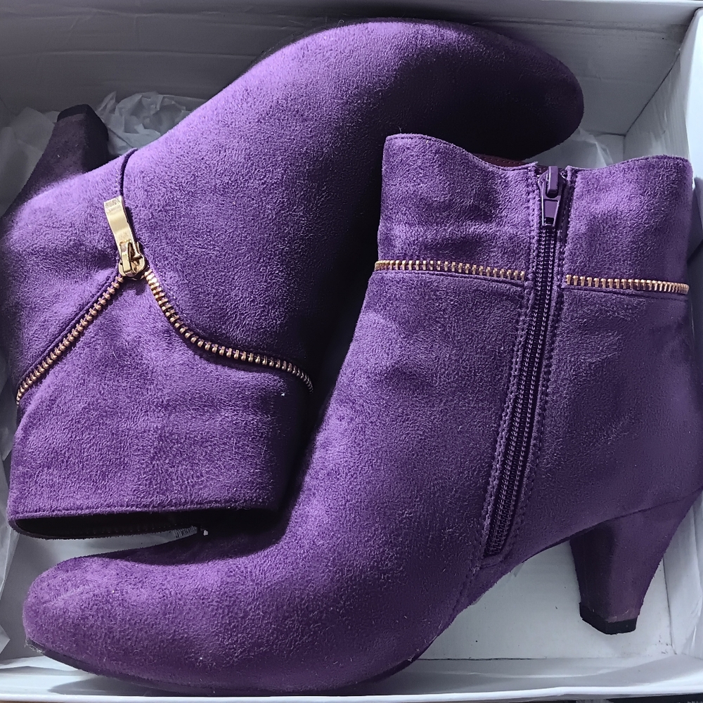 Striking Purple Suede Heeled Boots